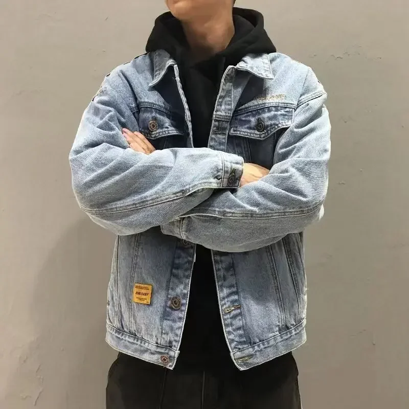 Embroidery Jacket Jeans - Denim Jackets Man Wide Shoulders Jeans