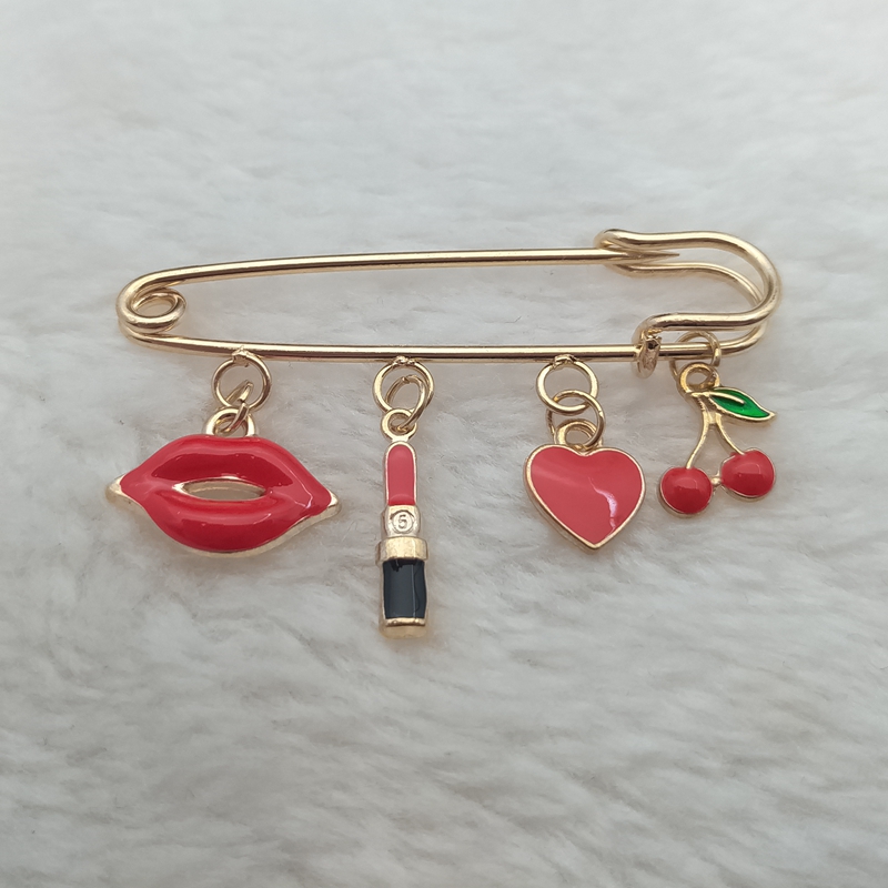 Embroidery Eyebrow - Ladies Brooch Lipstick Lip Love Cherry