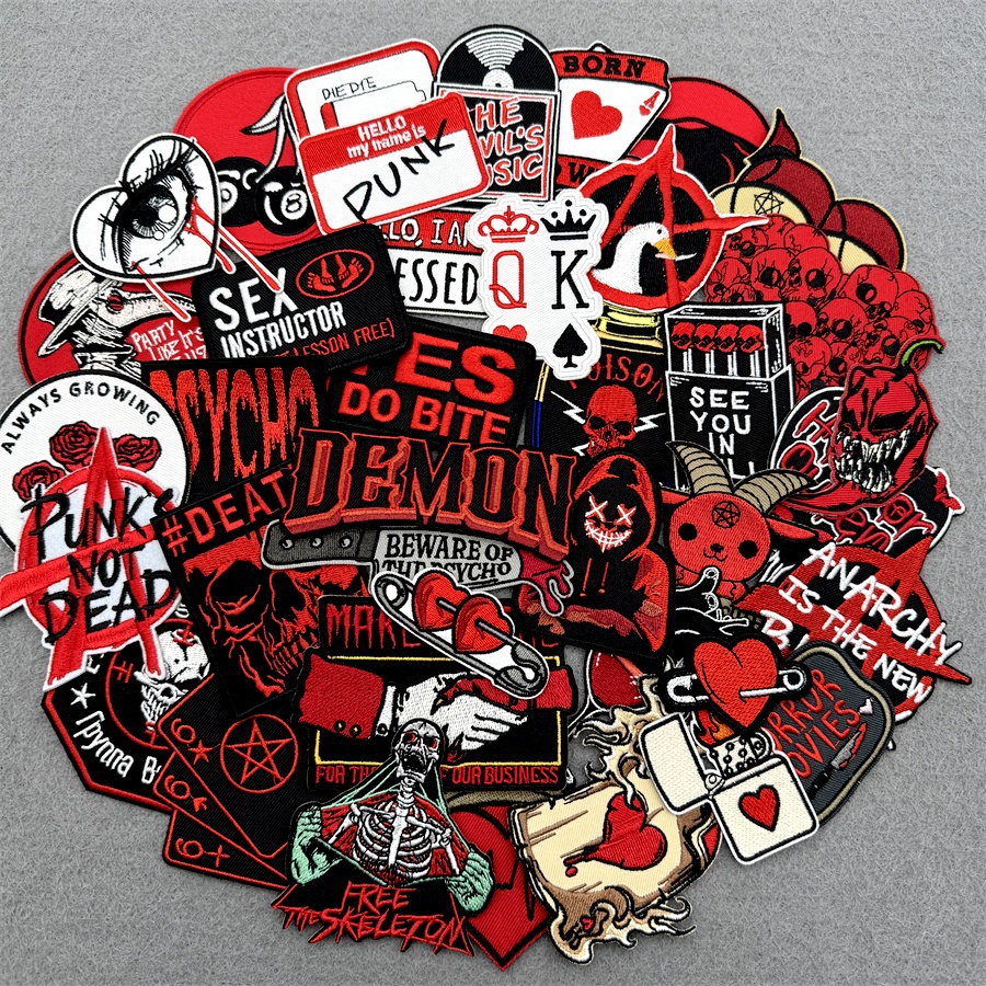 Embroidery Jacket Jeans - 40pcs/lot PUNK Assorted Iron on Patches