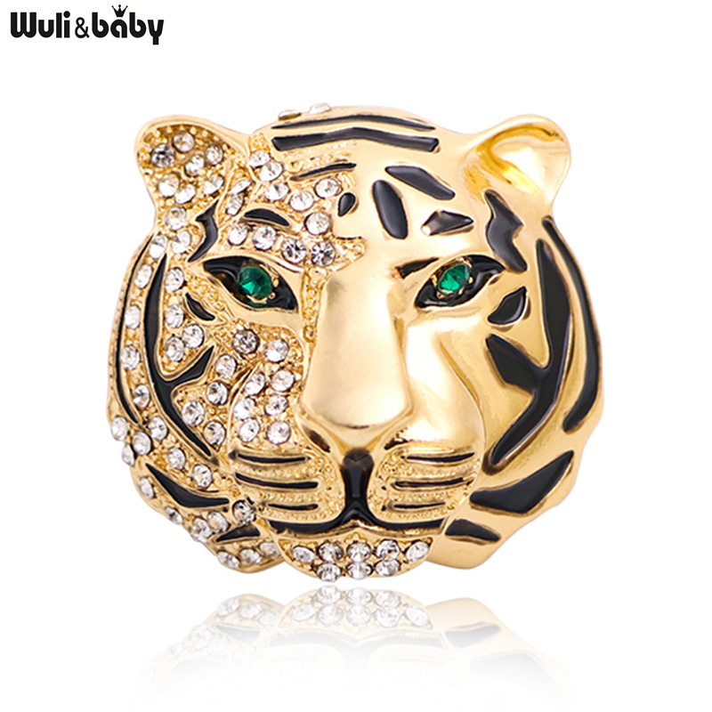 Embroidery Eyebrow - Wuli&baby Big Brand Rhinestone Tiger Brooches