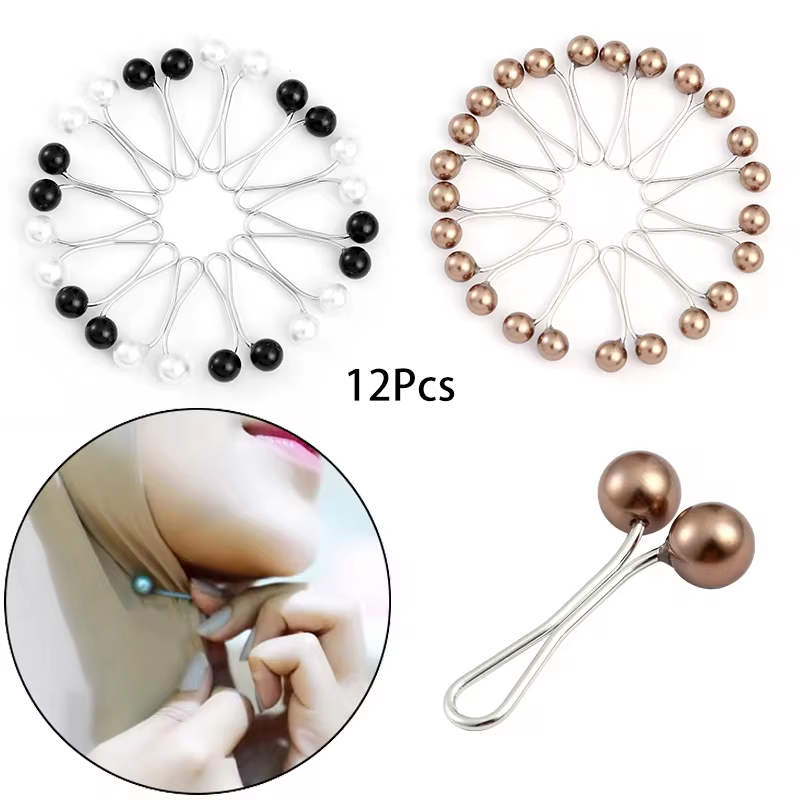 Embroidery Eyebrow - 12pcs/lot Anti Slip Brooch Headscarf Shawl