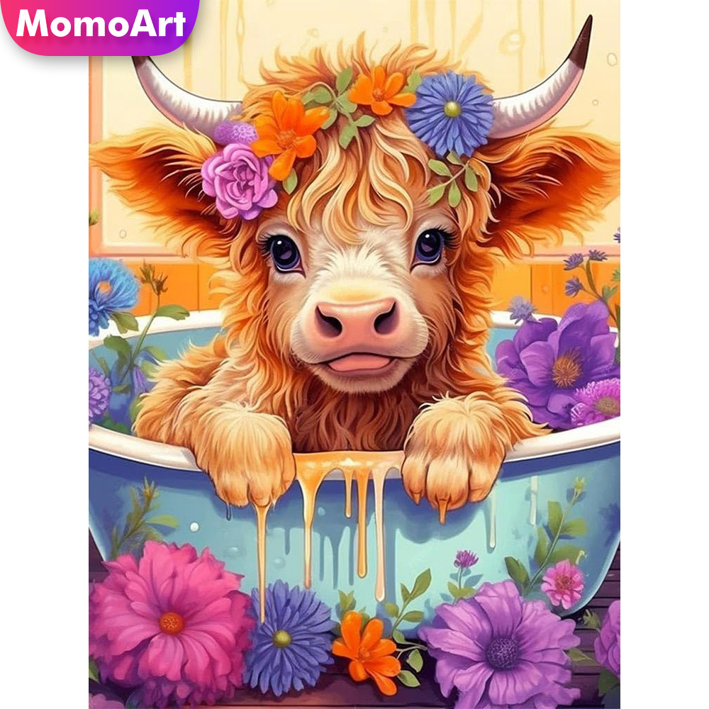Embroidery Unique Design - Momoart Counted Cross Stitch Cow Animal