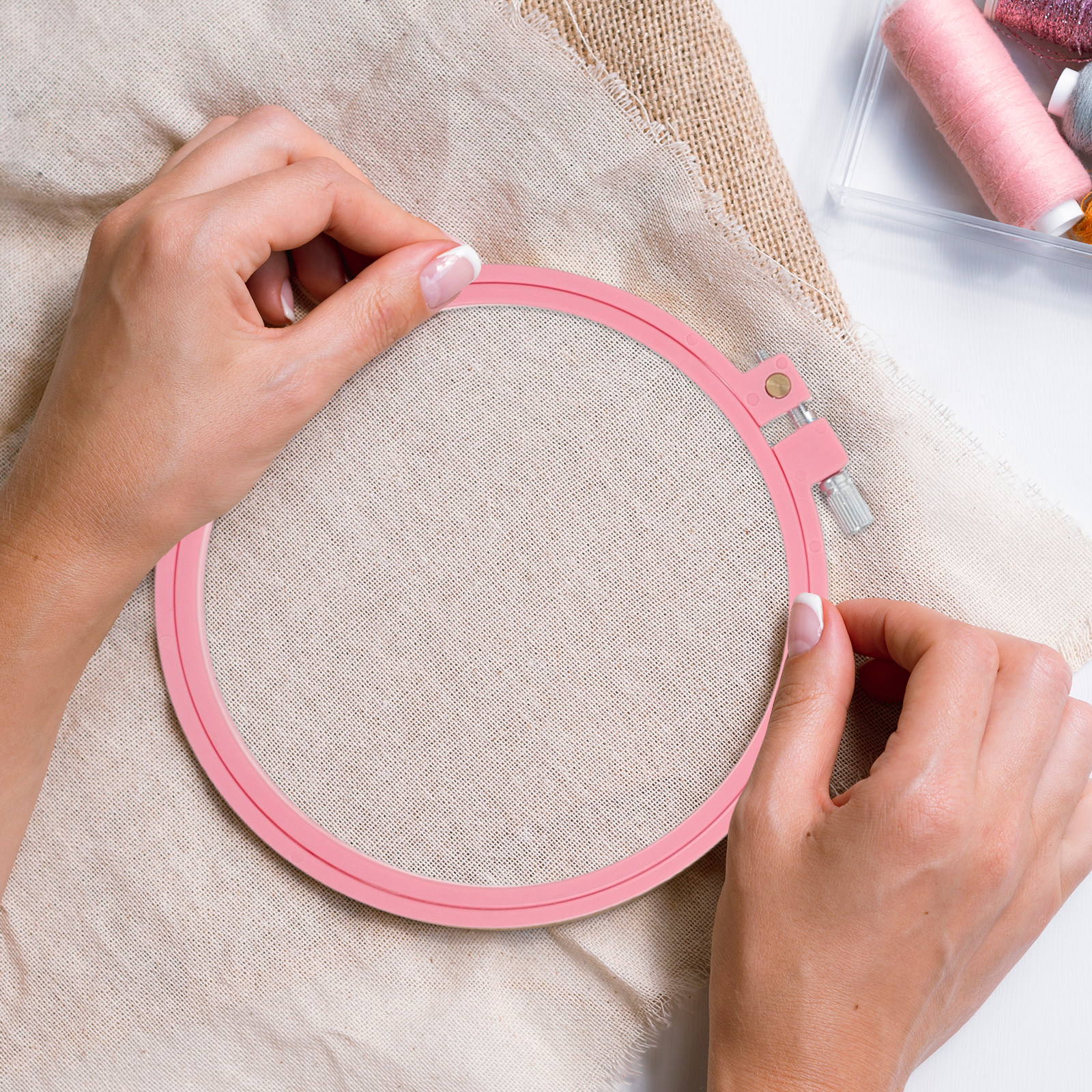 Embroidery Hooping - 6Pcs ABS Embroidery Hoops Reusable Round