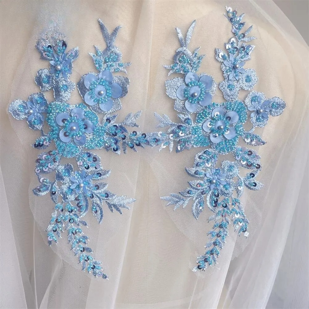 Embroidery Flower Pattern - 2PCS/1Pair New 12 Colors Sequin Tube