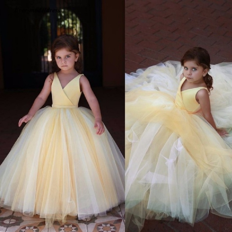 Yellow Flower Girl Dresses For – Embroidery Yellow Flower Bewertung und Preis