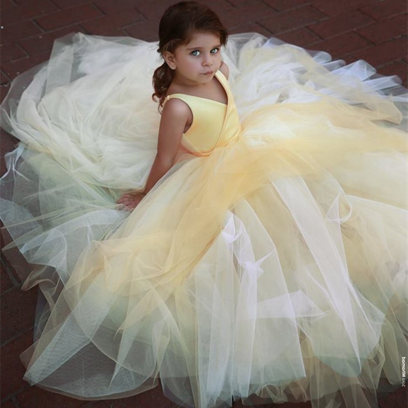 Yellow Flower Girl Dresses For – Embroidery Yellow Flower Bewertung und Preis