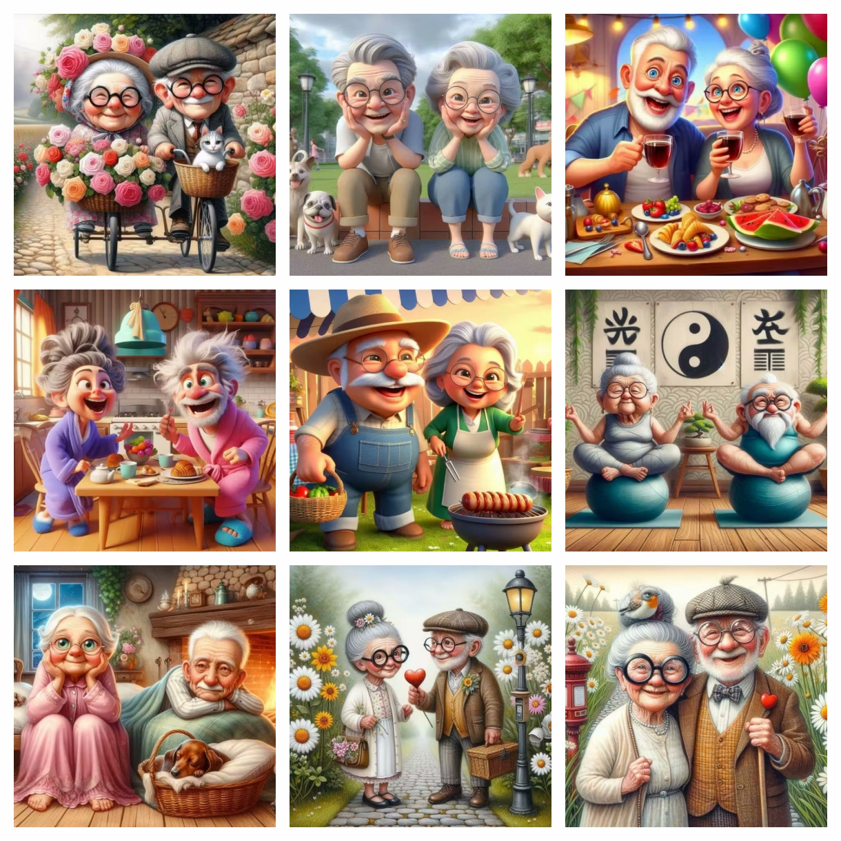 Cartoon Happy Old Couple 5D Fu – Embroidery Handicraft Bewertung und Preis