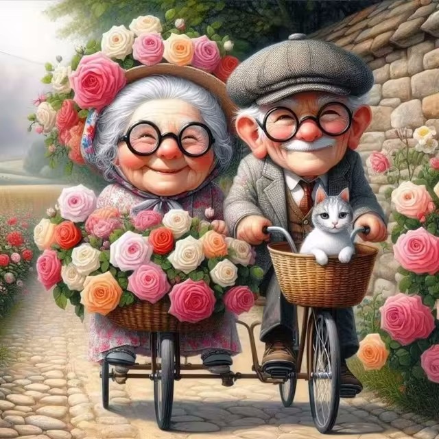 Cartoon Happy Old Couple 5D Fu – Embroidery Handicraft Bewertung und Preis