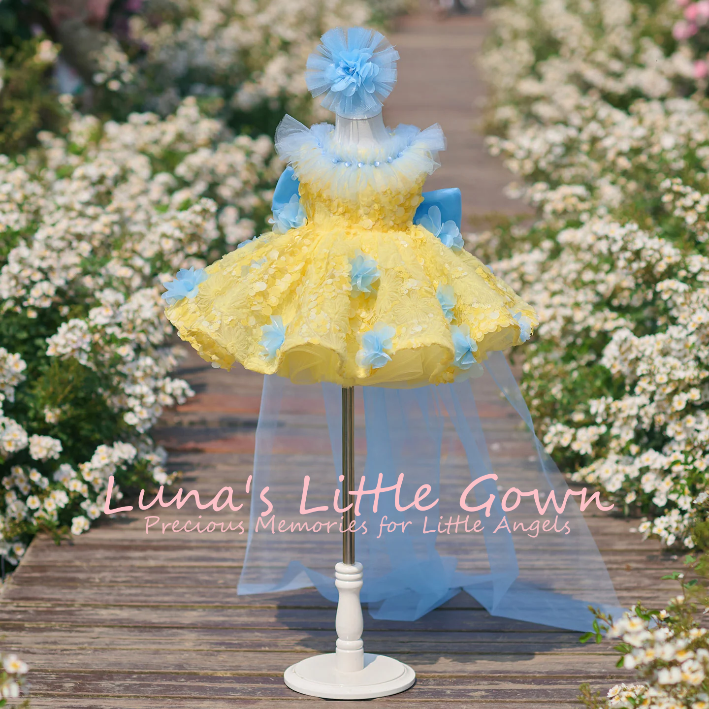 Yellow & Sky Blue Off‑Shoulder – Embroidery Yellow Flower Bewertung und Preis