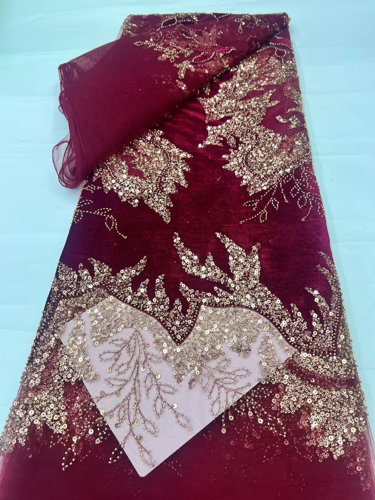 High-Quality African Velvet La – Velvet Fabric Embroidery Bewertung und Preis
