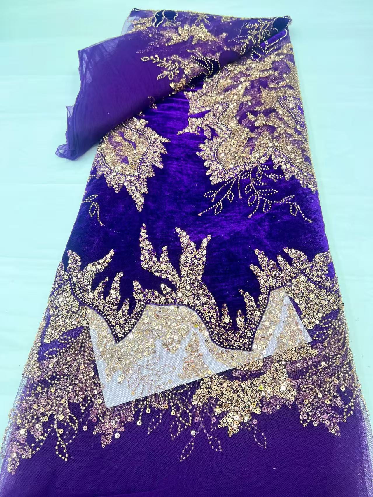 High-Quality African Velvet La – Velvet Fabric Embroidery Bewertung und Preis