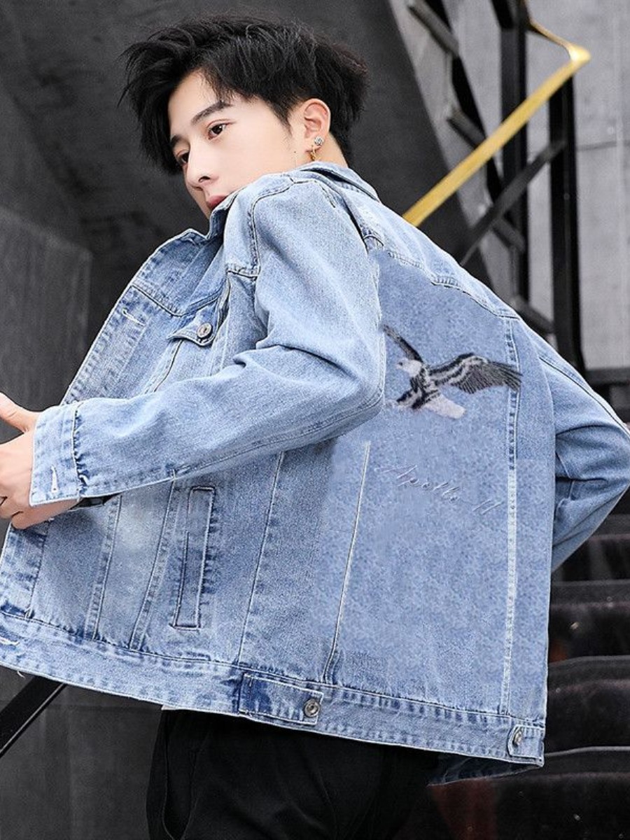 New 2026 Men's Denim Jacket Sp – Embroidery Jacket Jeans Bewertung und Preis