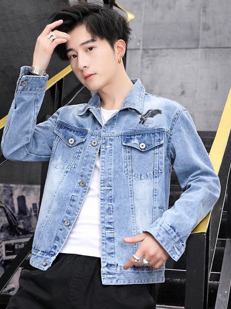 New 2026 Men's Denim Jacket Sp – Embroidery Jacket Jeans Bewertung und Preis