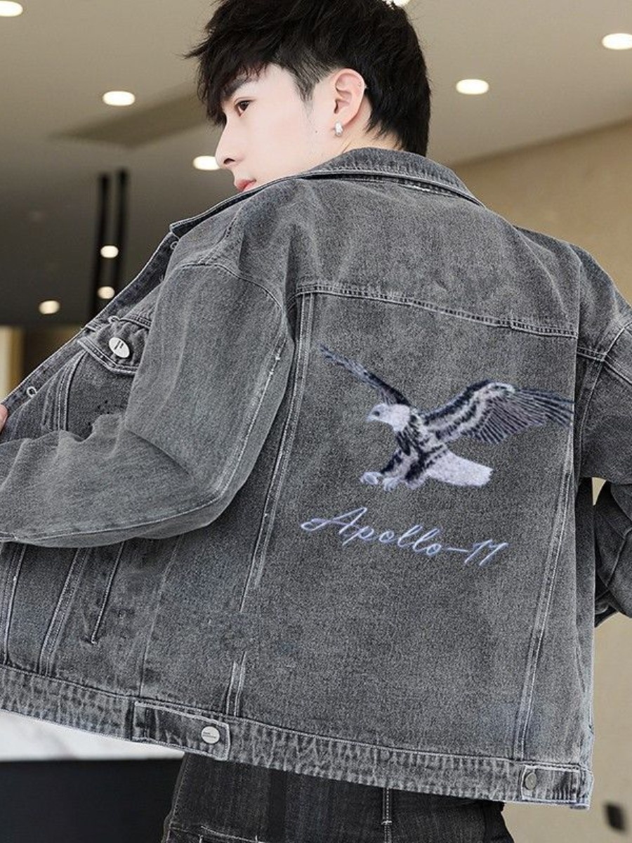 New 2026 Men's Denim Jacket Sp – Embroidery Jacket Jeans Bewertung und Preis