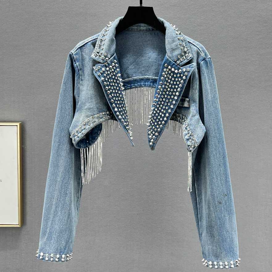 Rhinestone Beaded Tassels Rive – Embroidery Jacket Jeans Bewertung und Preis