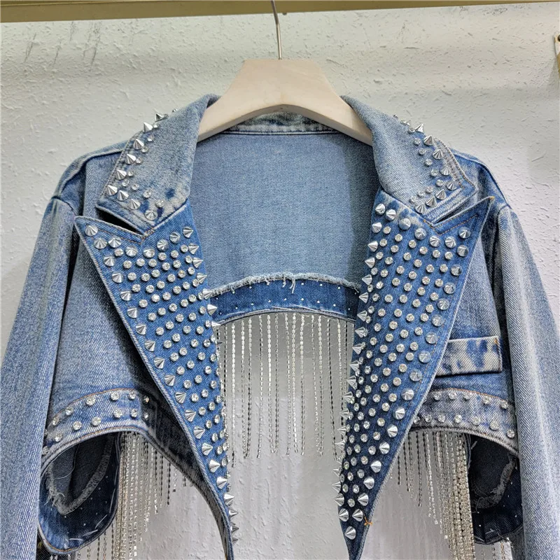 Rhinestone Beaded Tassels Rive – Embroidery Jacket Jeans Bewertung und Preis