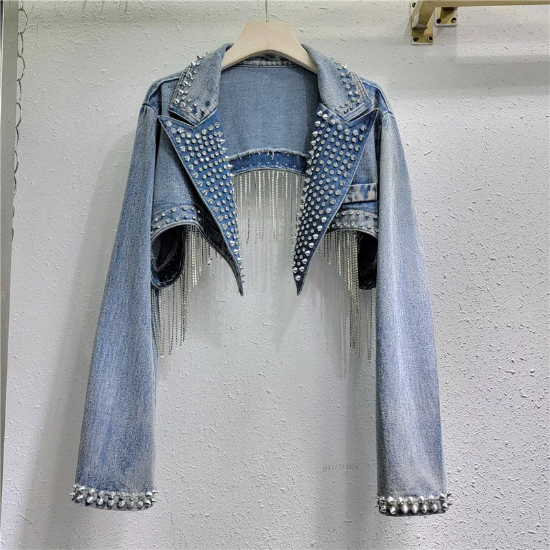 Rhinestone Beaded Tassels Rive – Embroidery Jacket Jeans Bewertung und Preis