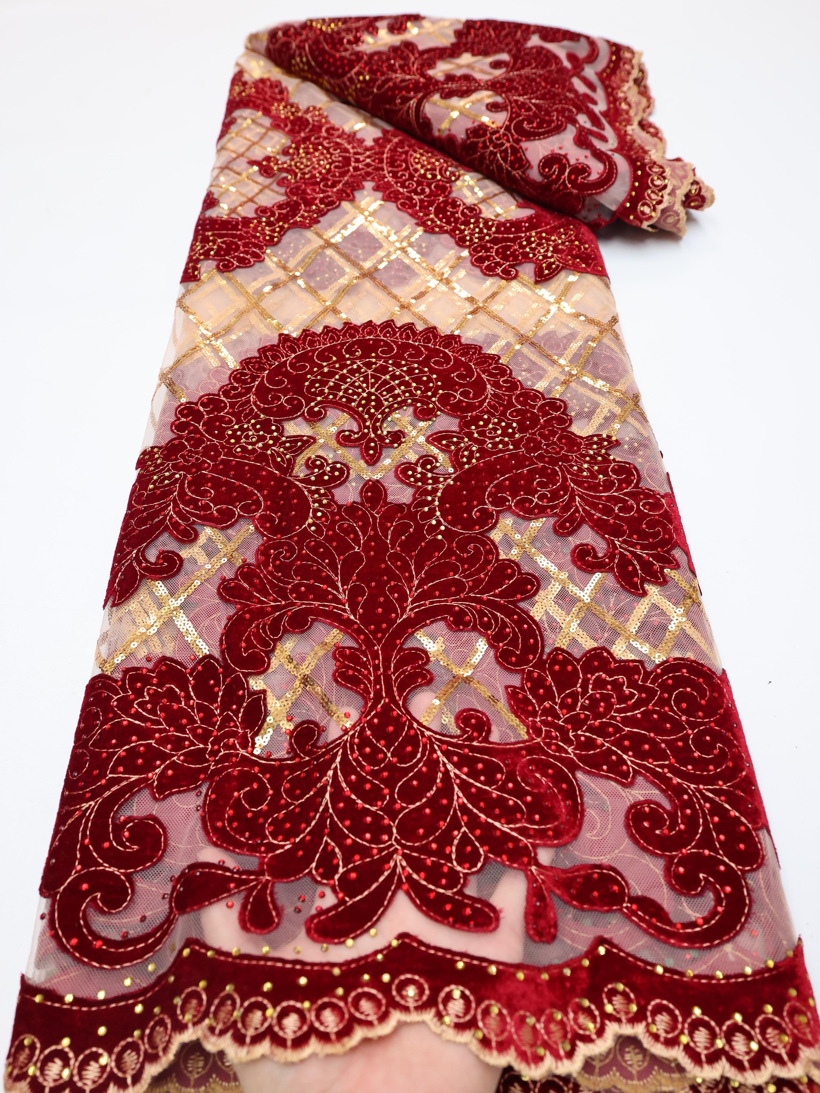 Wholesale Fashion African Velv – Velvet Fabric Embroidery Bewertung und Preis