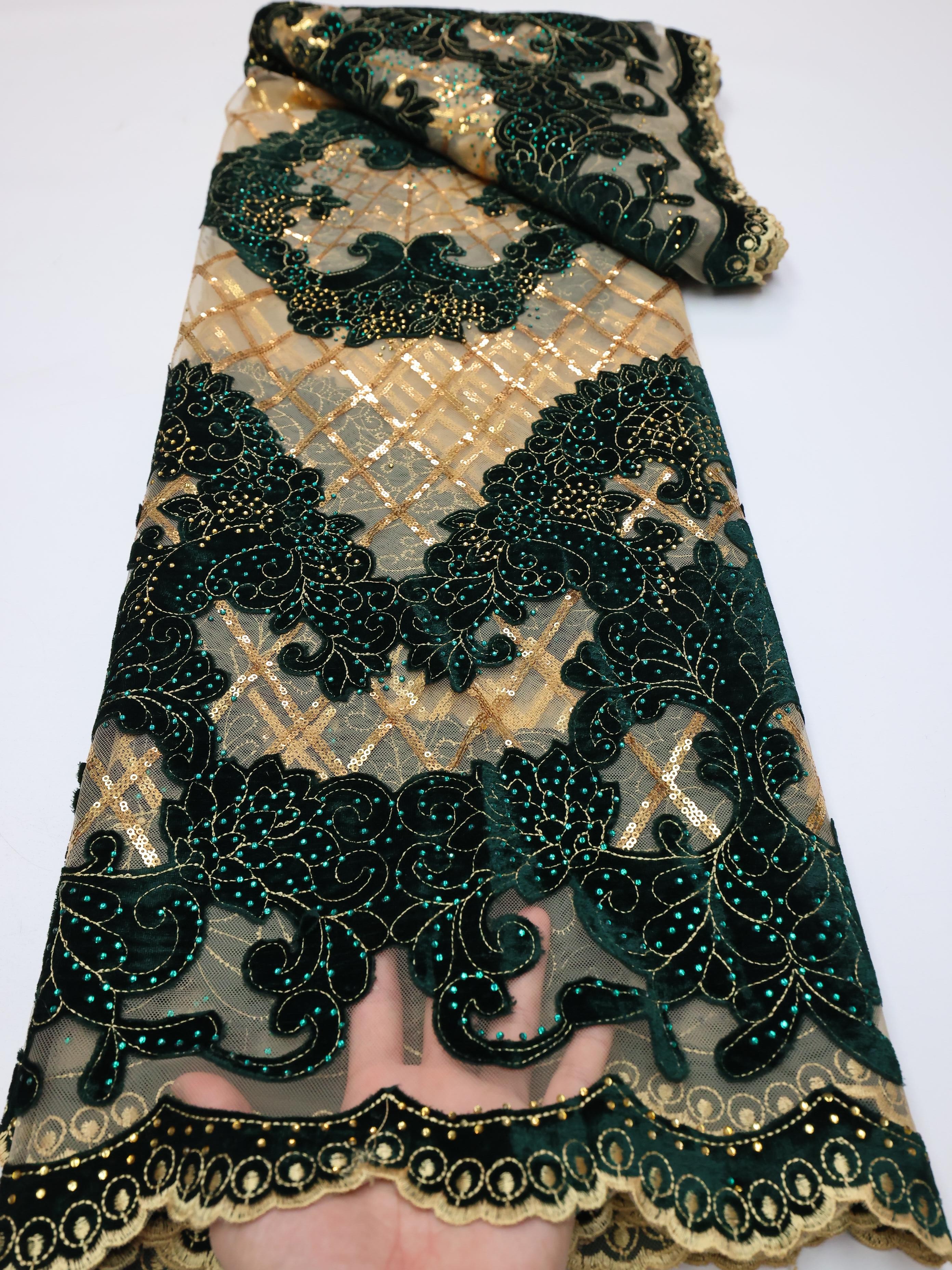 Wholesale Fashion African Velv – Velvet Fabric Embroidery Bewertung und Preis