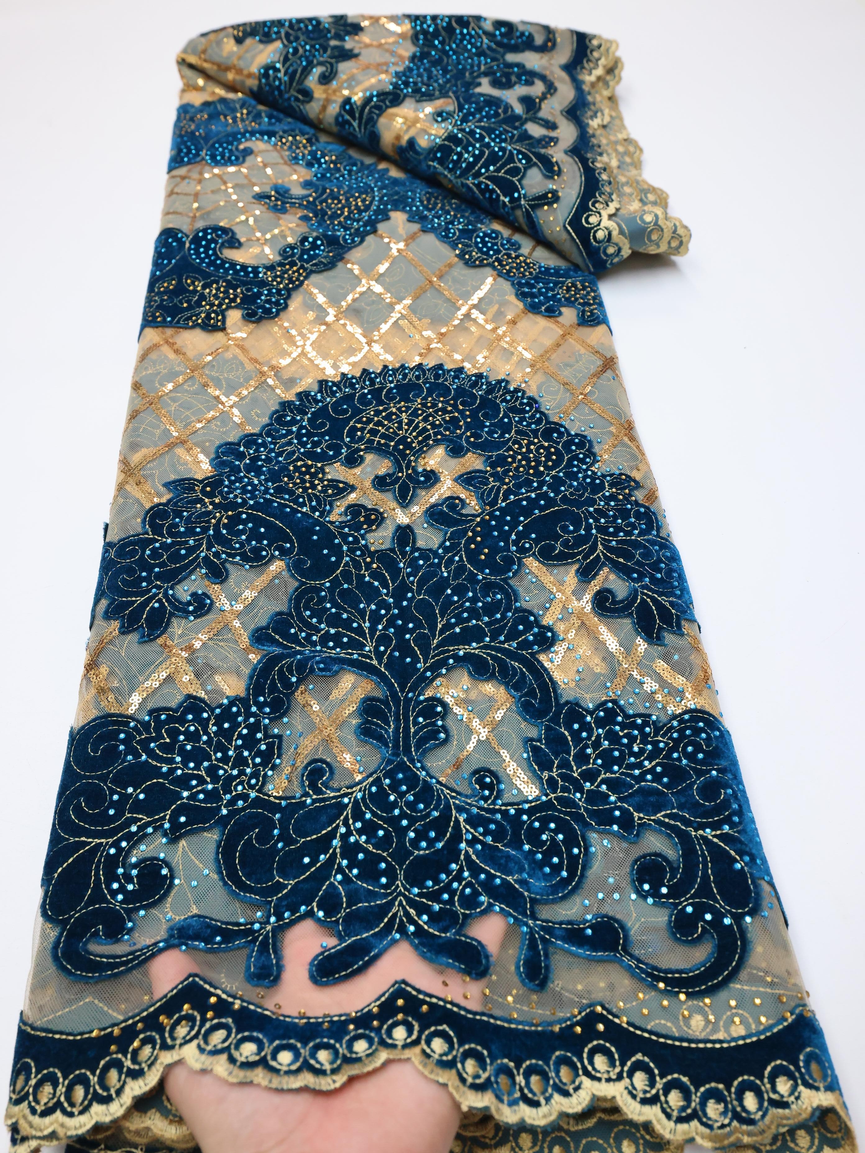 Wholesale Fashion African Velv – Velvet Fabric Embroidery Bewertung und Preis
