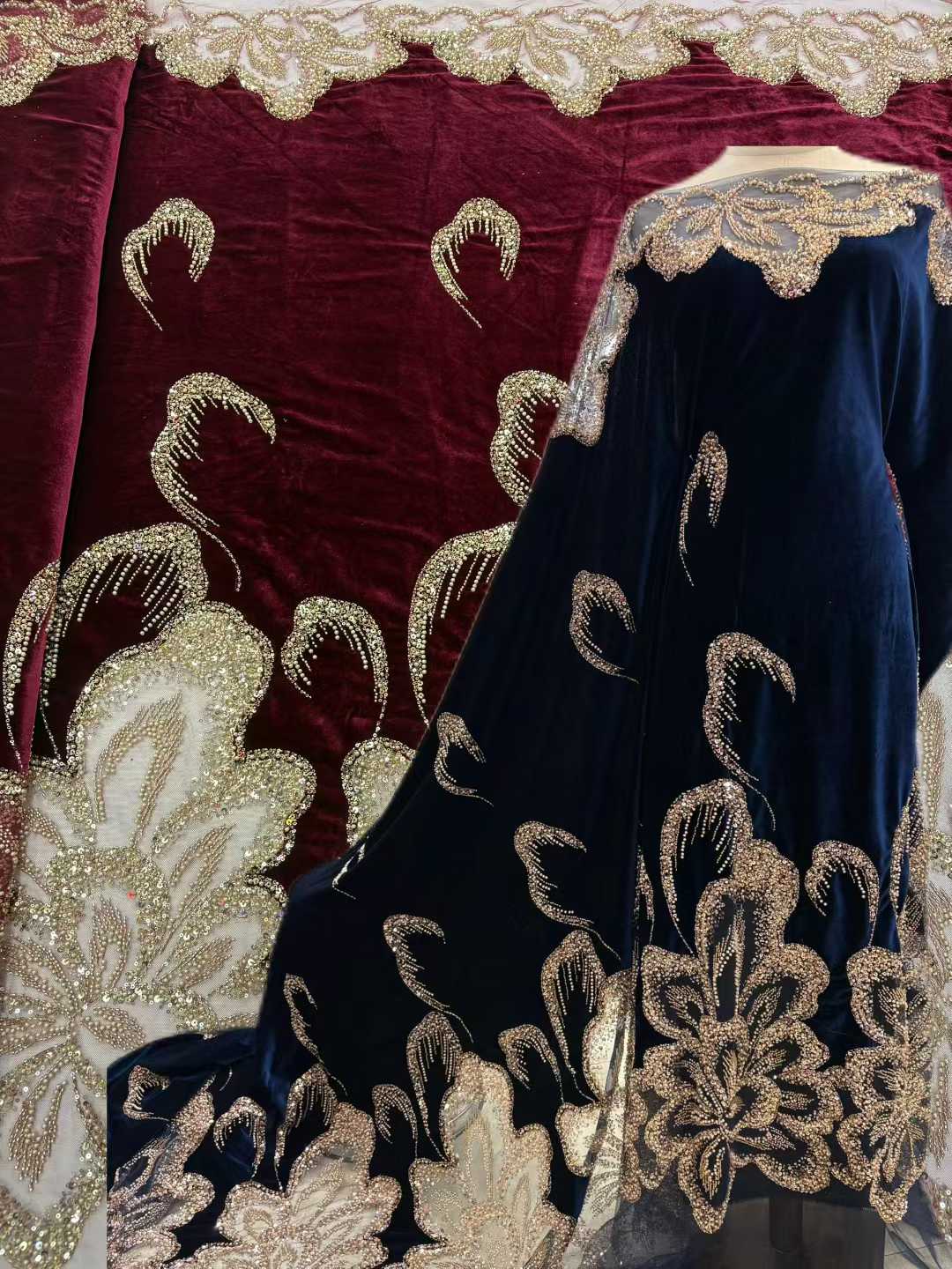 African Velvet Beaded Heavy La – Velvet Fabric Embroidery Bewertung und Preis