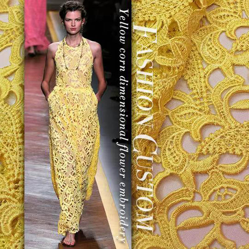 high-end lace cloth yellow ste – Embroidery Yellow Flower Bewertung und Preis
