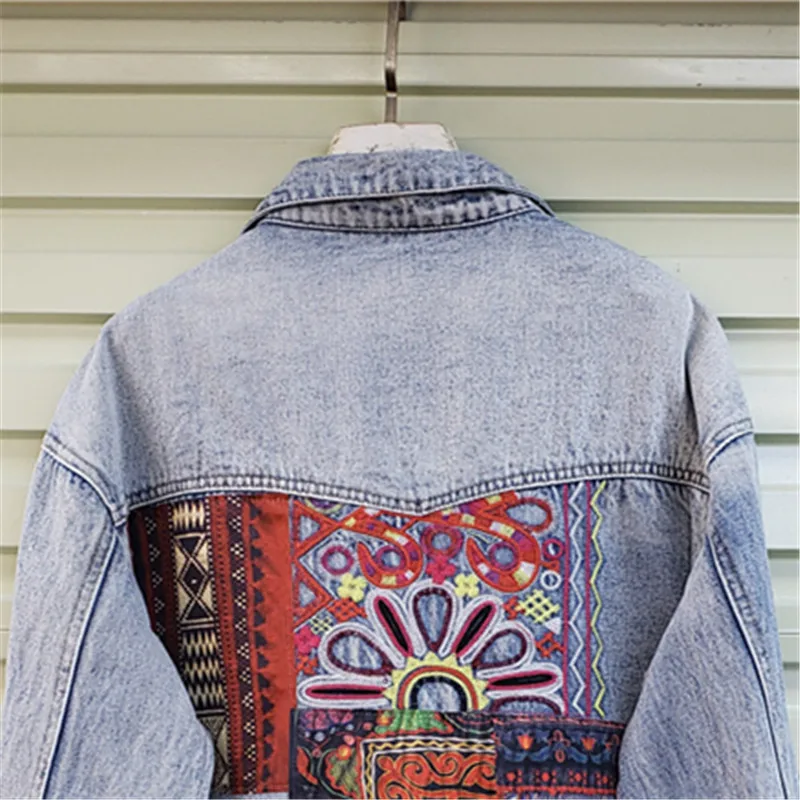 Bohemia Embroidery Splicing Bi – Embroidery Jacket Jeans Bewertung und Preis