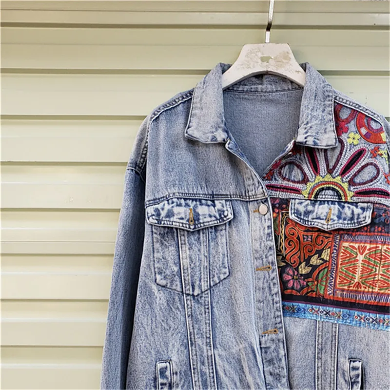 Bohemia Embroidery Splicing Bi – Embroidery Jacket Jeans Bewertung und Preis