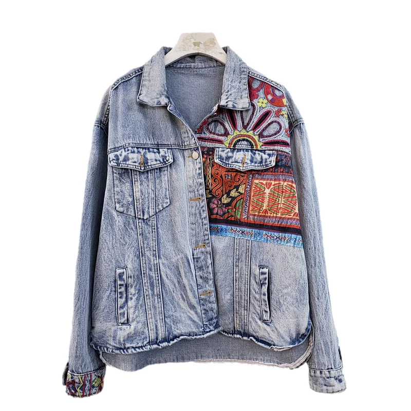 Bohemia Embroidery Splicing Bi – Embroidery Jacket Jeans Bewertung und Preis