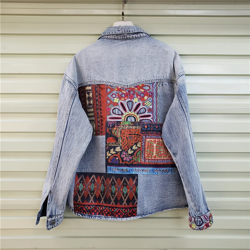 Bohemia Embroidery Splicing Bi – Embroidery Jacket Jeans Bewertung und Preis