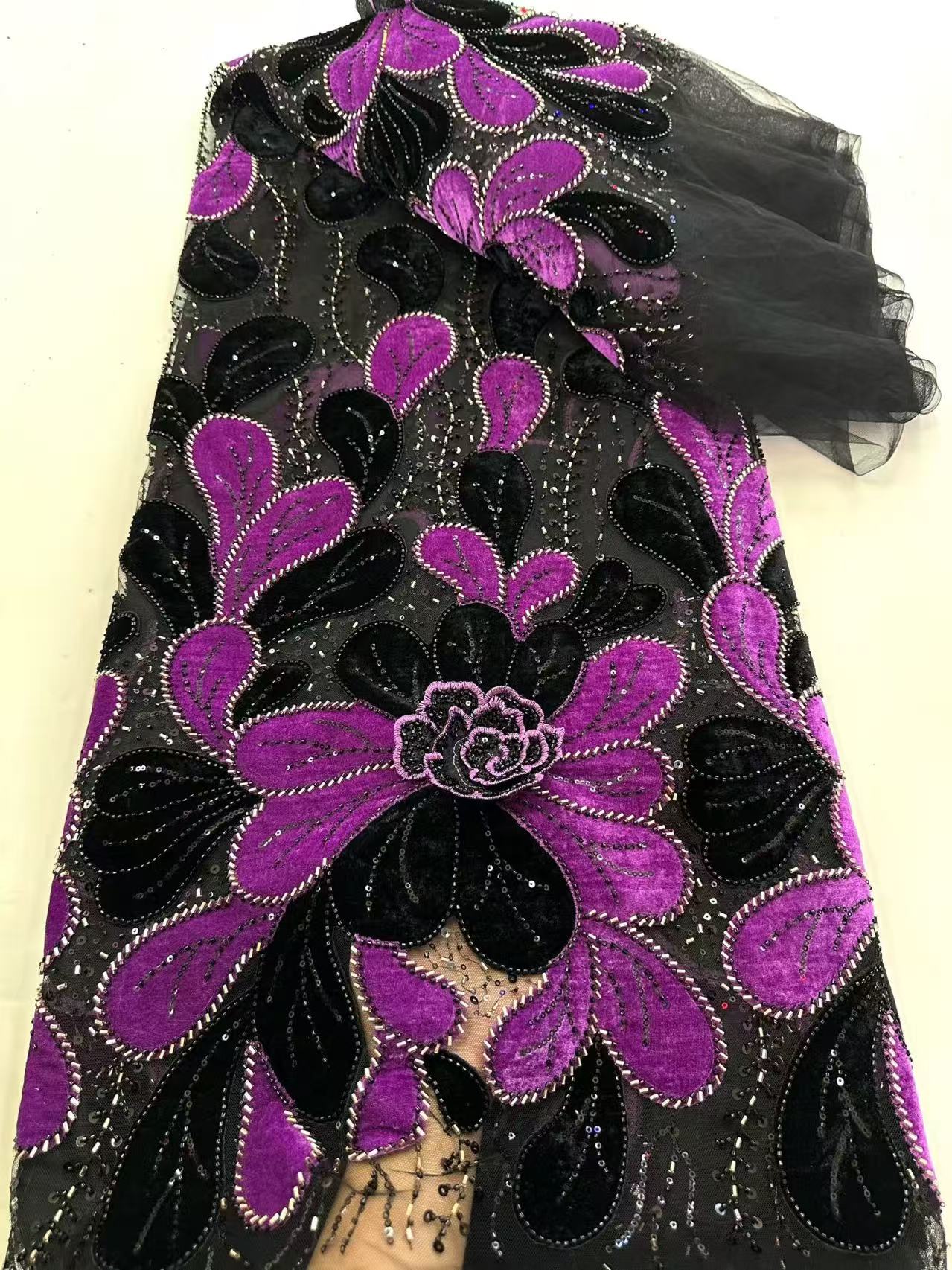 Latest African Velvet Lace Fab – Velvet Fabric Embroidery Bewertung und Preis