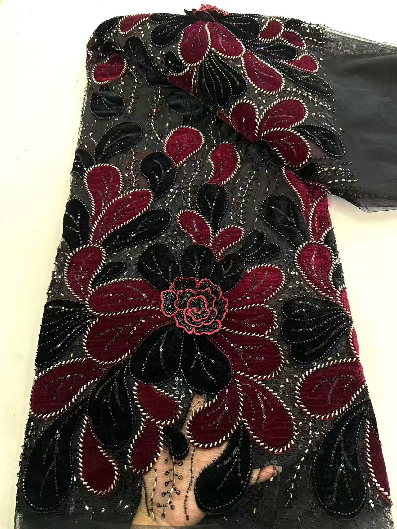 Latest African Velvet Lace Fab – Velvet Fabric Embroidery Bewertung und Preis