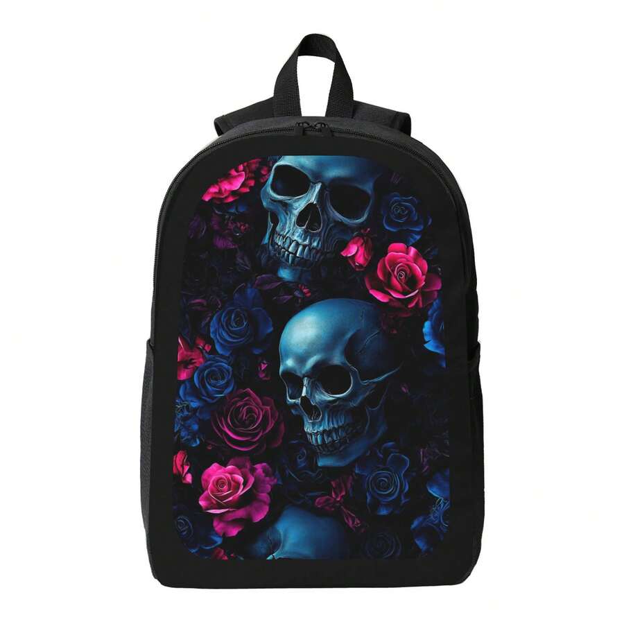 Skull And Roses Print Backpack – Embroidery Rose Bewertung und Preis