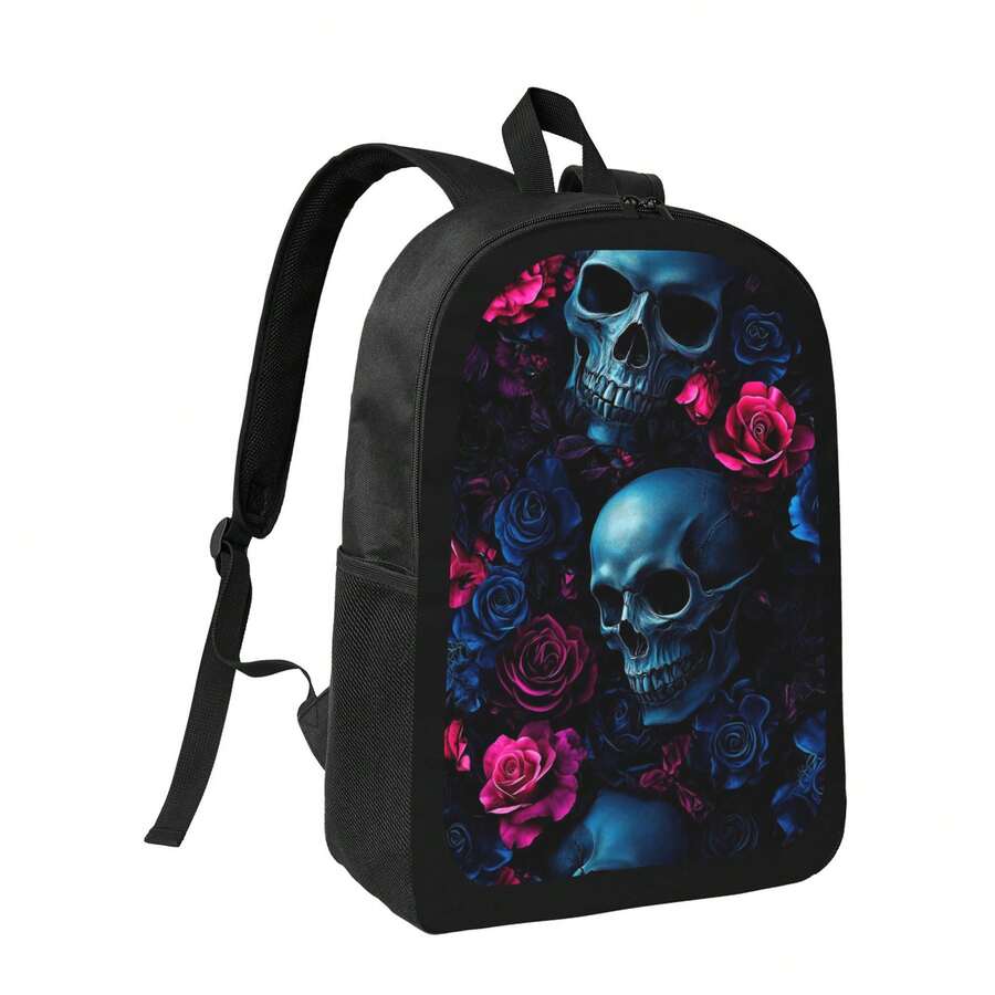 Skull And Roses Print Backpack – Embroidery Rose Bewertung und Preis