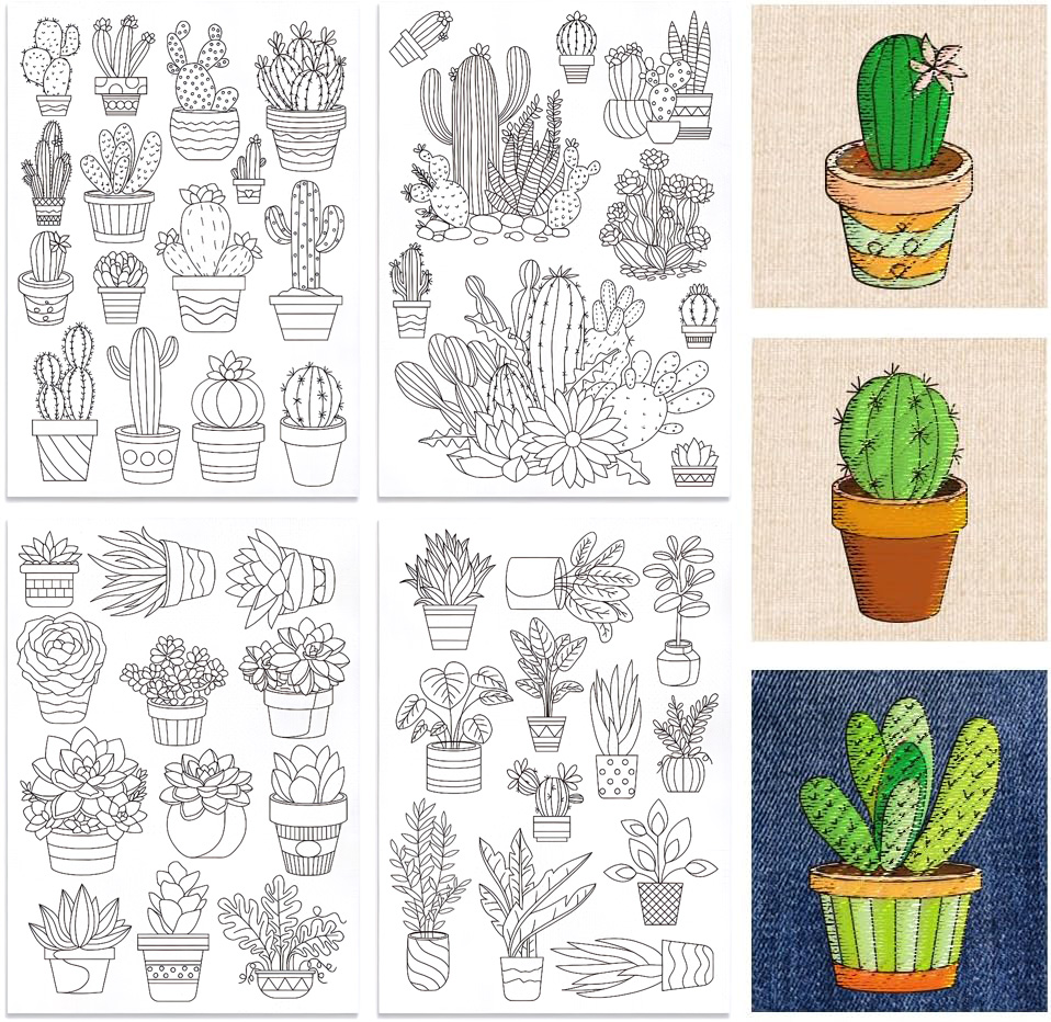 48Pcs Cactus Embroidery Self-A – Embroidery Flower Pattern Bewertung und Preis