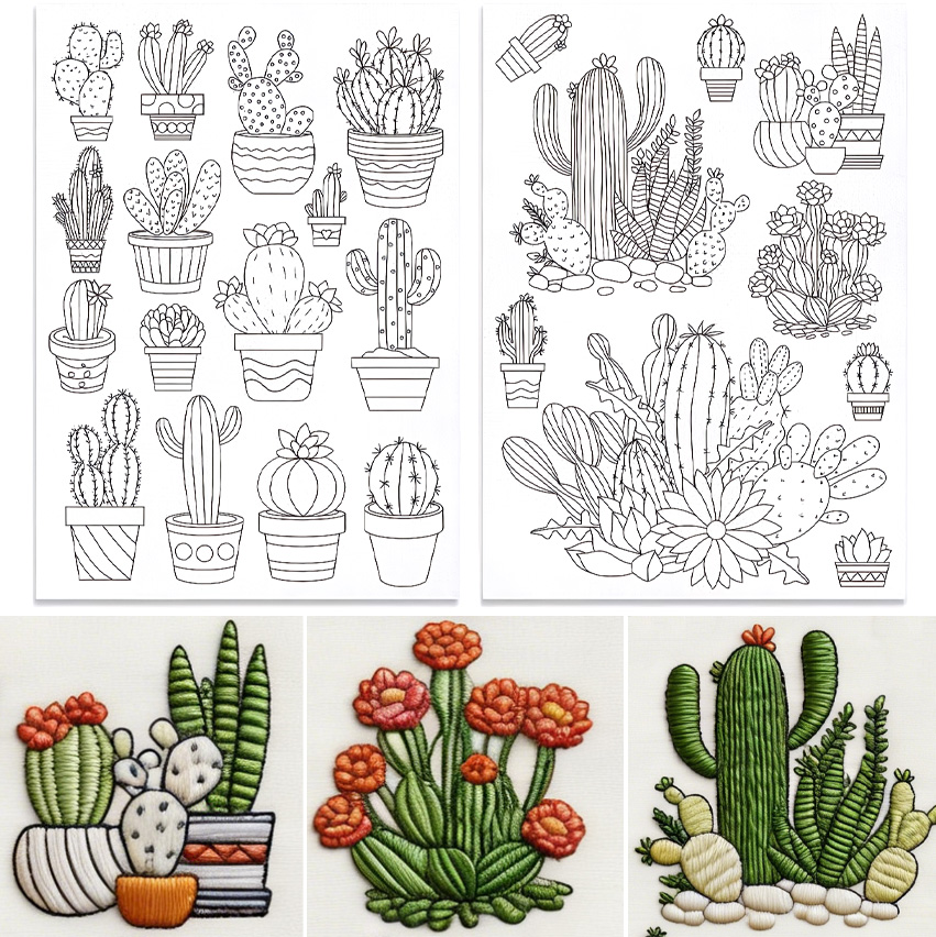 48Pcs Cactus Embroidery Self-A – Embroidery Flower Pattern Bewertung und Preis