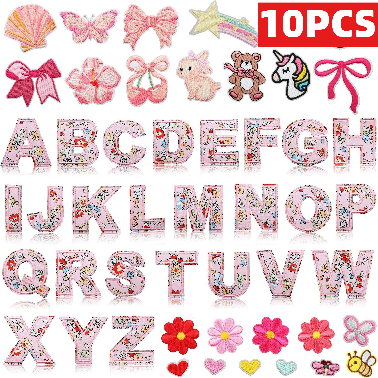 10PCS Pink Pattern Letter Embr – Embroidery Alphabet Designs Bewertung und Preis