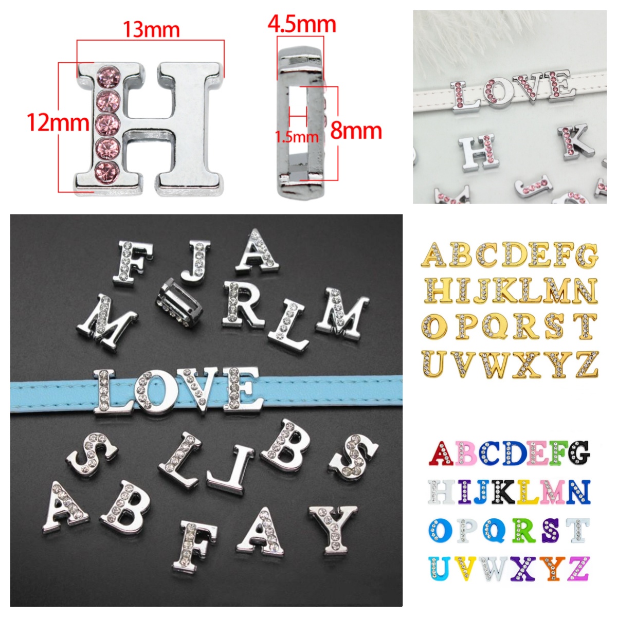 50PC/lot Hole 8MM Slide Letter – Embroidery Charm Bewertung und Preis