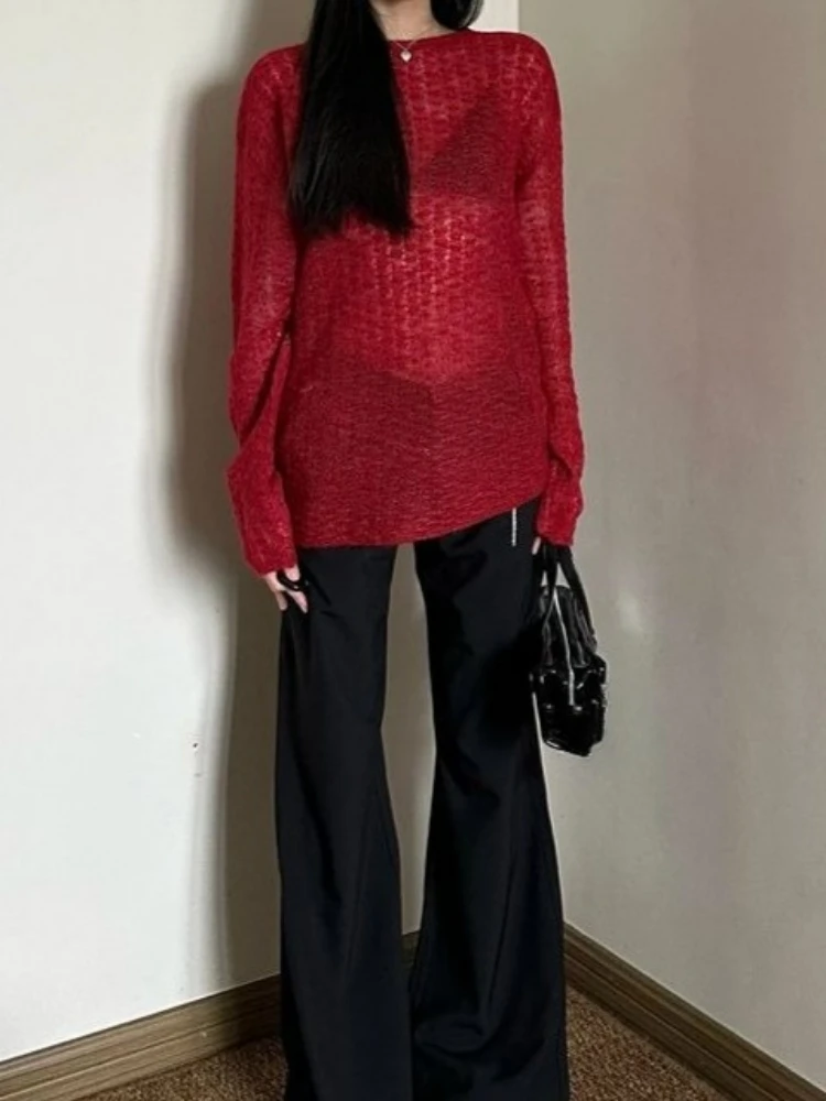 Y2K See-Through Knitted Women' – Embroidery Fashion Bewertung und Preis